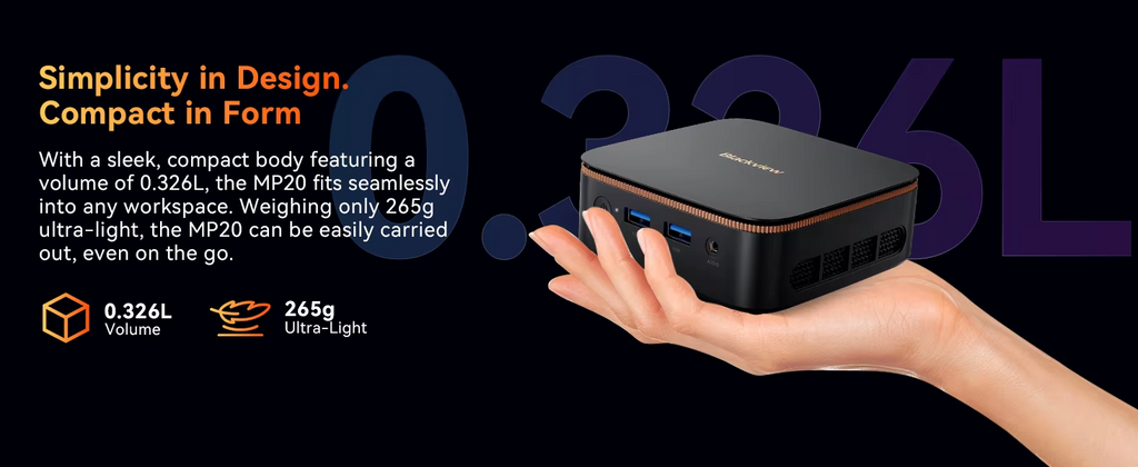 BLACKVIEW MP20 Mini PC Ryzen 3 3300U 16GB 512GB Win11 Pro WiFi 5 BT Dual 4K UK