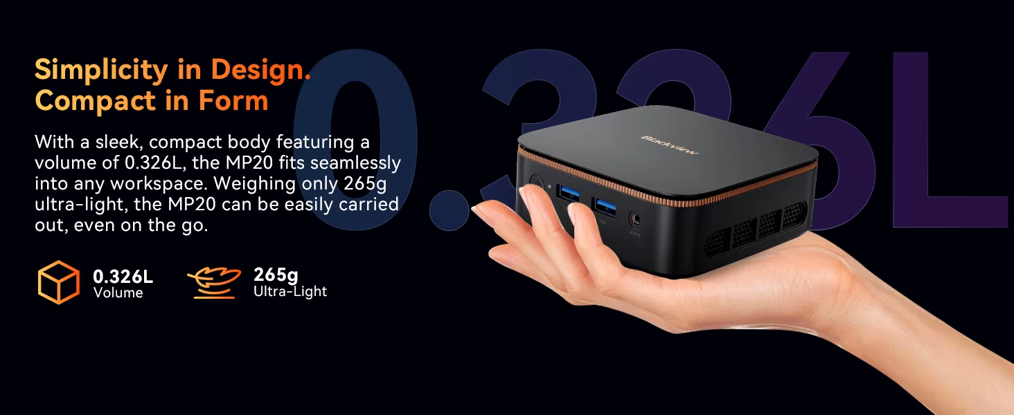 BLACKVIEW MP20 Mini PC Ryzen 3 3300U 16GB 512GB Win11 Pro WiFi 5 BT Dual 4K UK