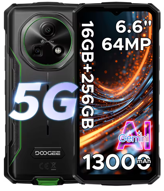 DOOGEE Fire 7 Rugged Durable Smartphone 5G Android 15 13000mAh 64MP NFC UK