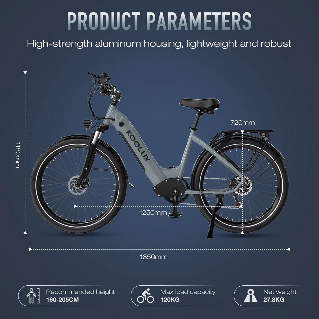 KOOLUX X2 Electric Bike 26" 250W 48V 13.5Ah E-MTB 60km Long Range Commuter Legal