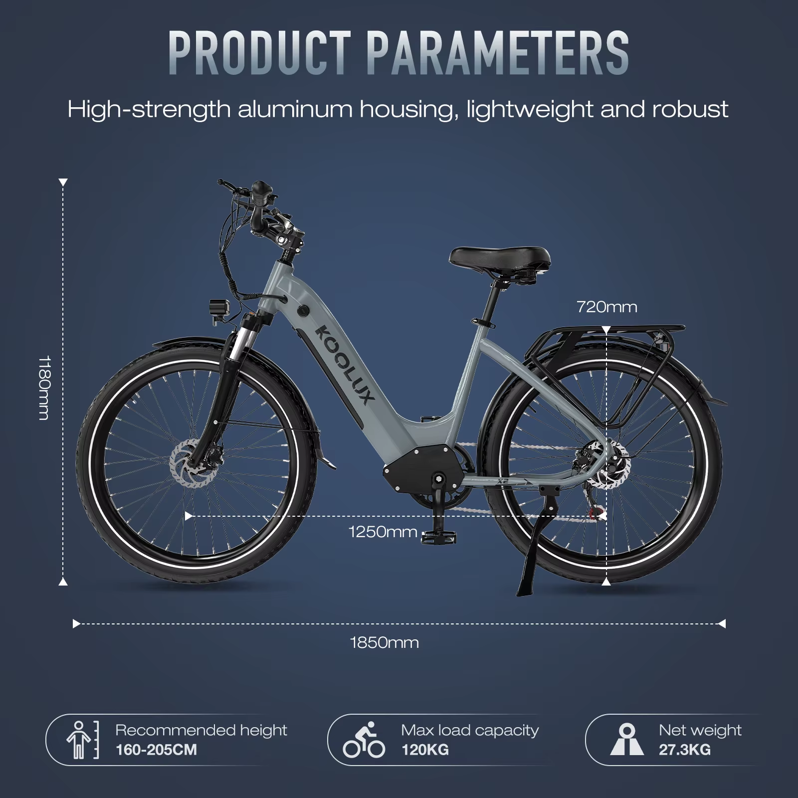 KOOLUX X2 Electric Bike 26" 250W 48V 13.5Ah E-MTB 60km Long Range Commuter Legal