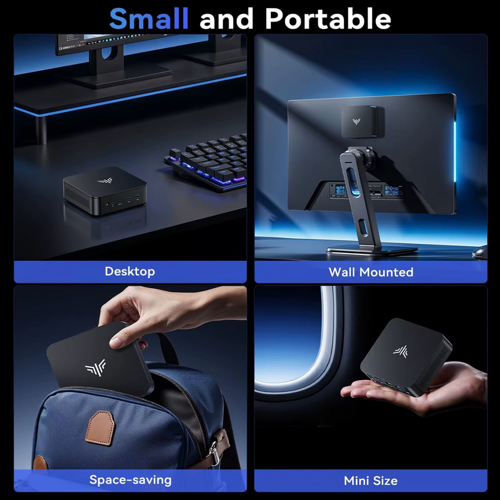 NiPoGi E3 Ryzen 5 Mini PC 3.7GHz 4 Core 16GB 512GB SSD Win11 Pro Wifi Triple 4K