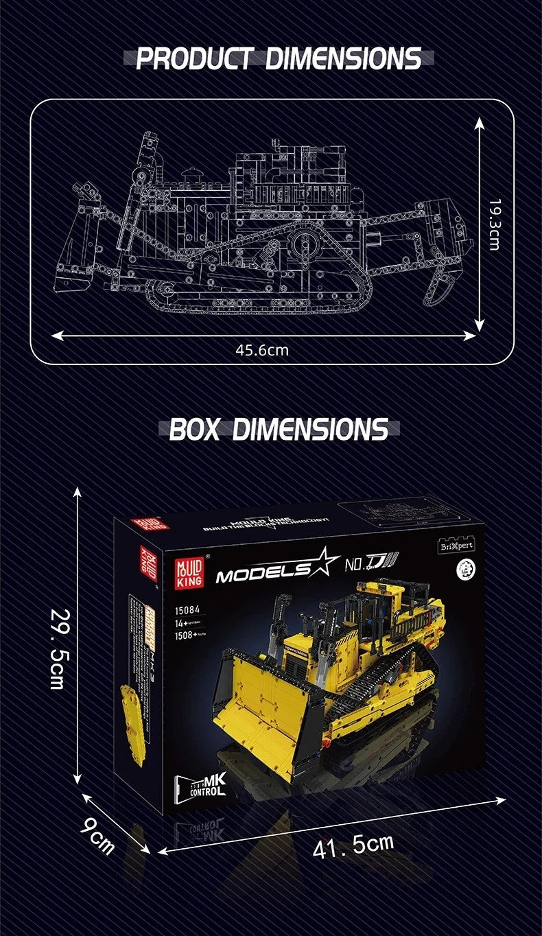 Mould King 15084 RC Bulldozer Building Blocks 1508pc Brick Set UK