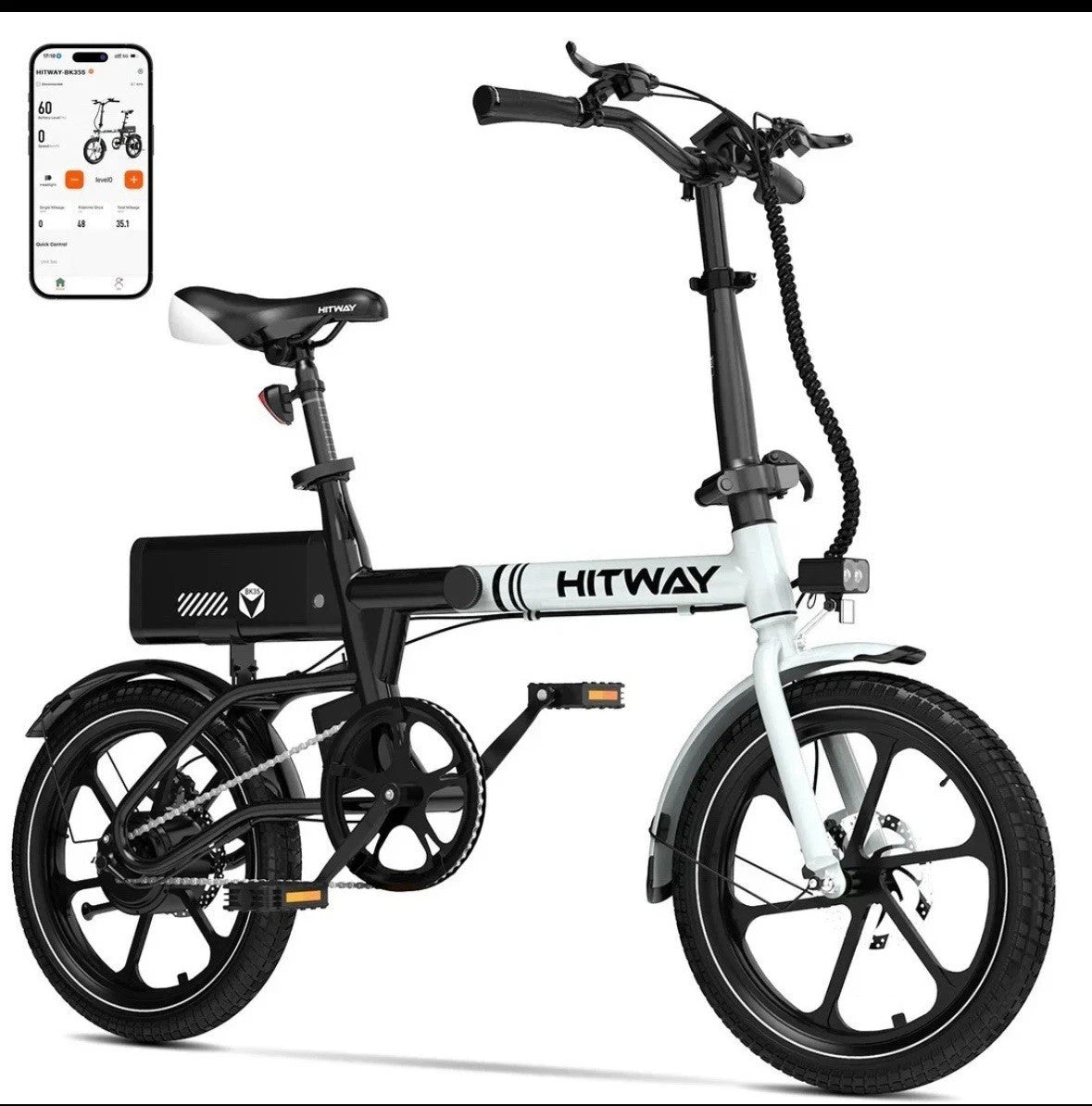 HITWAY BK35 Folding Electric Bike 250W 36V 16" E-Bike 60km Long Range Commuter
