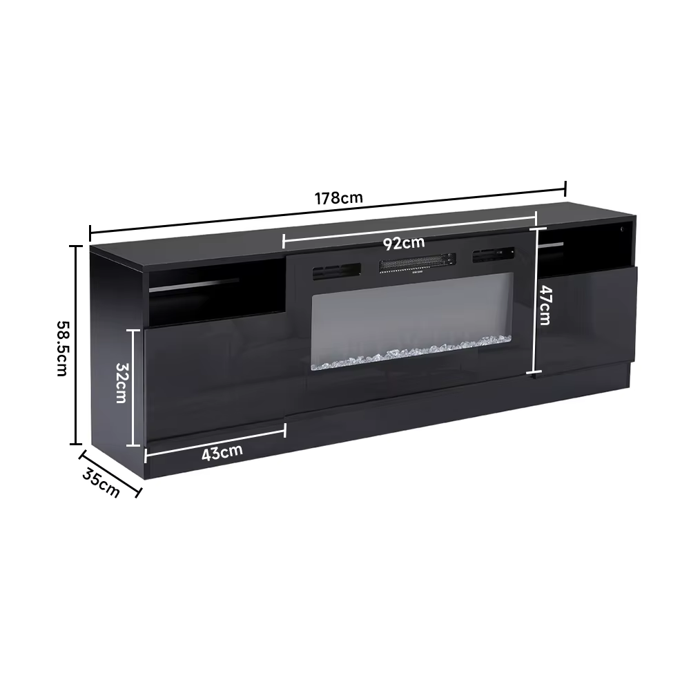 Breeins Modern Electric Fireplace TV Stand LED Flames Remote Storage Console UK