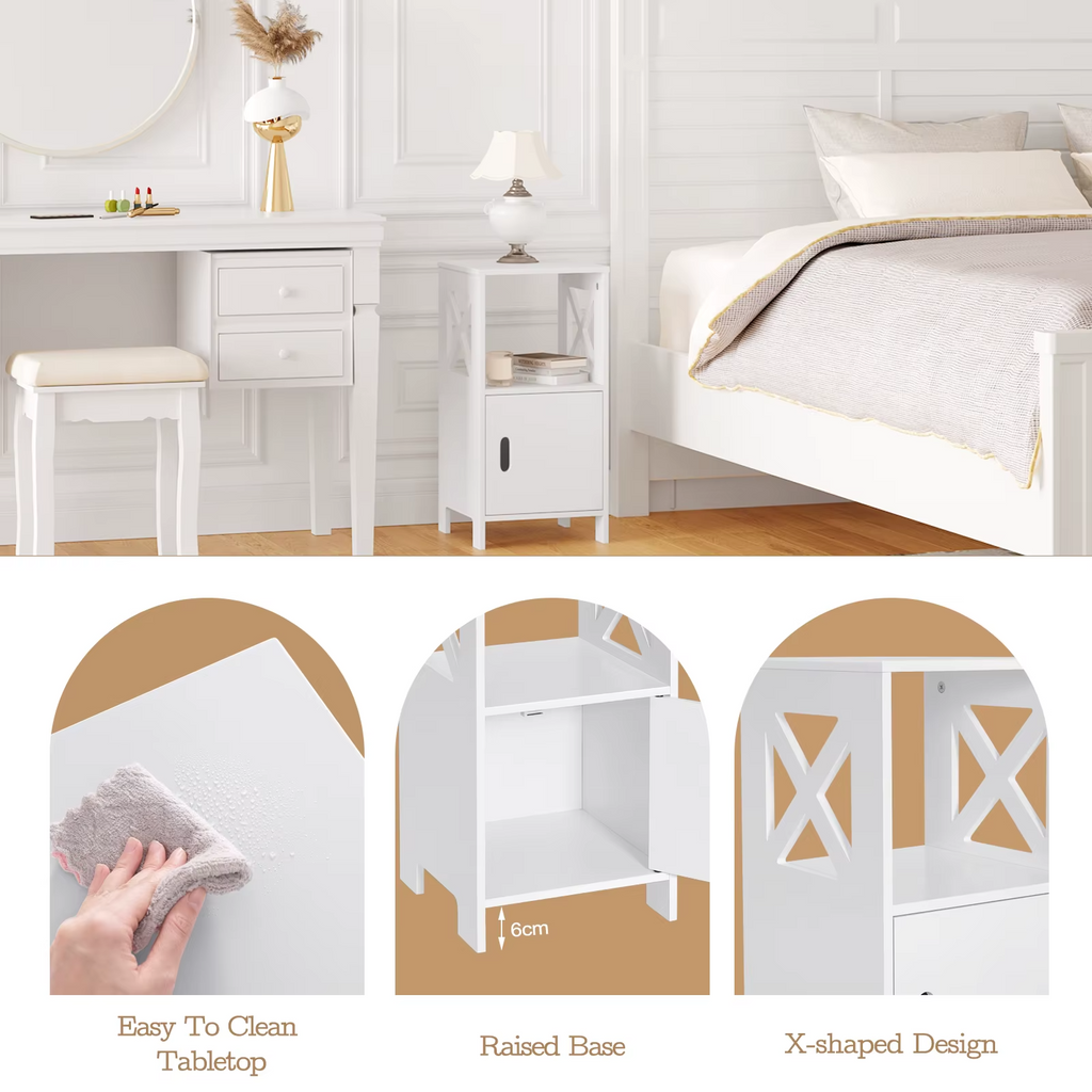 Bedside Tables Set of 2 Nightstand White Modern UK