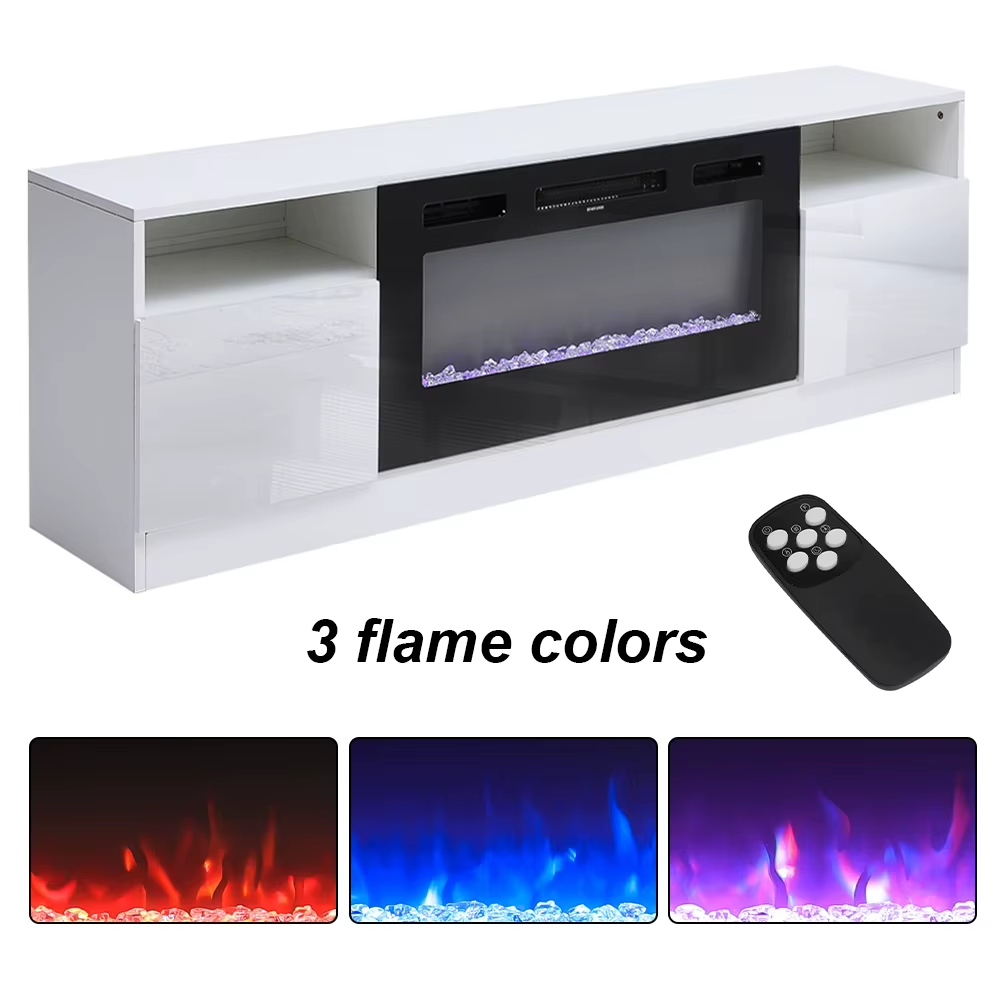 Breeins Modern Electric Fireplace TV Stand LED Flames Remote Storage Console UK