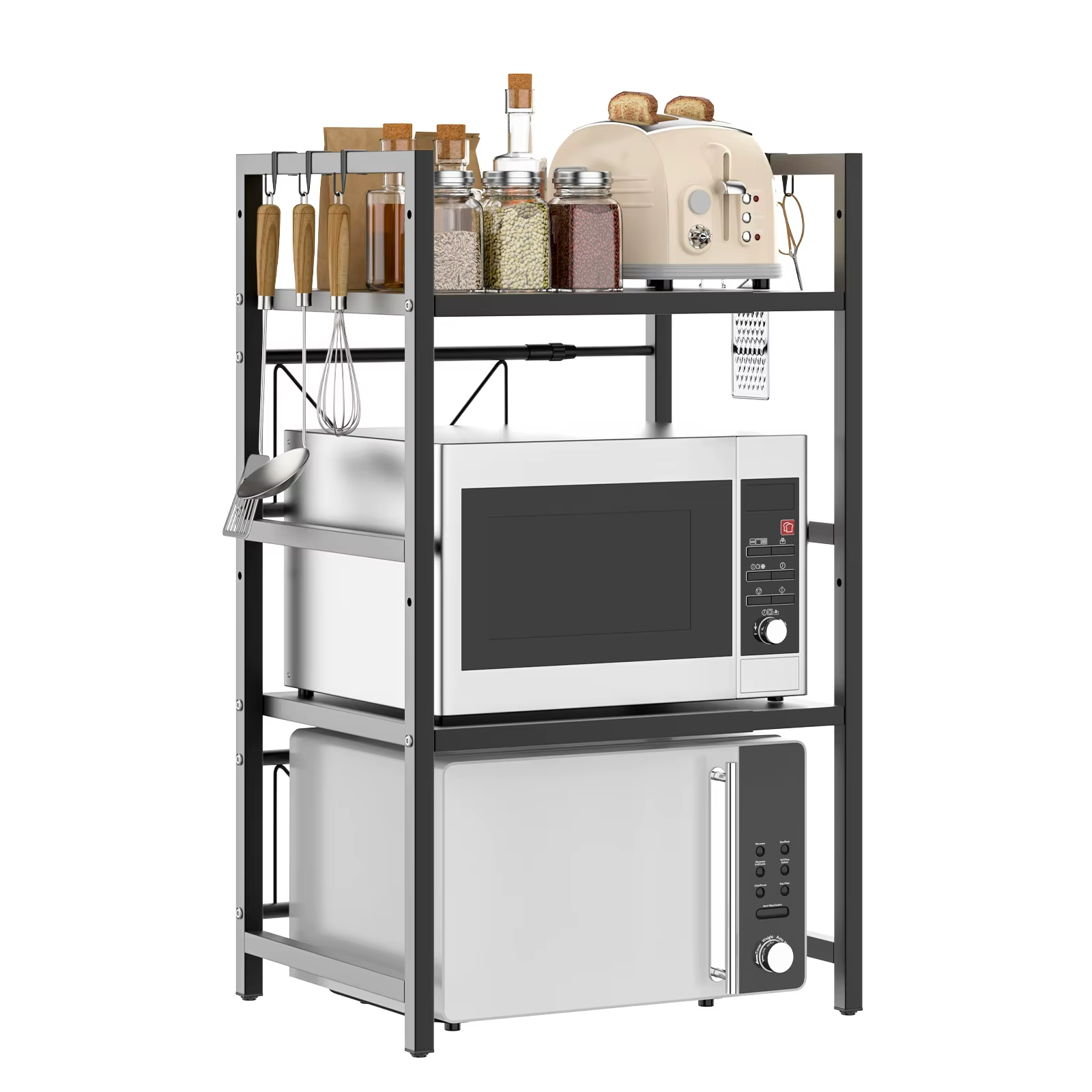 Microwave Oven Rack Stand Shelf Adjustable 40–60cm Kitchen Storage Organiser UK
