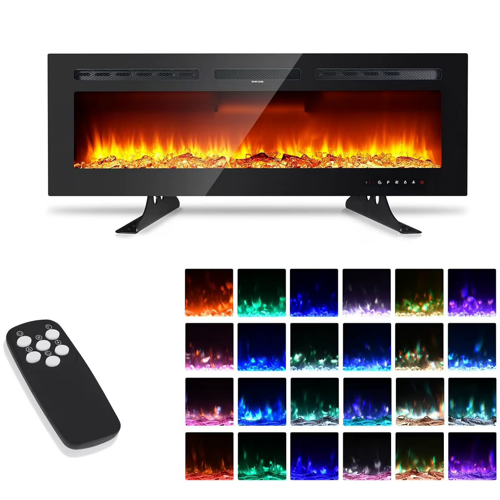 Modern Electric Fireplace TV Stand LED Flames Remote Storage Console 60" UK