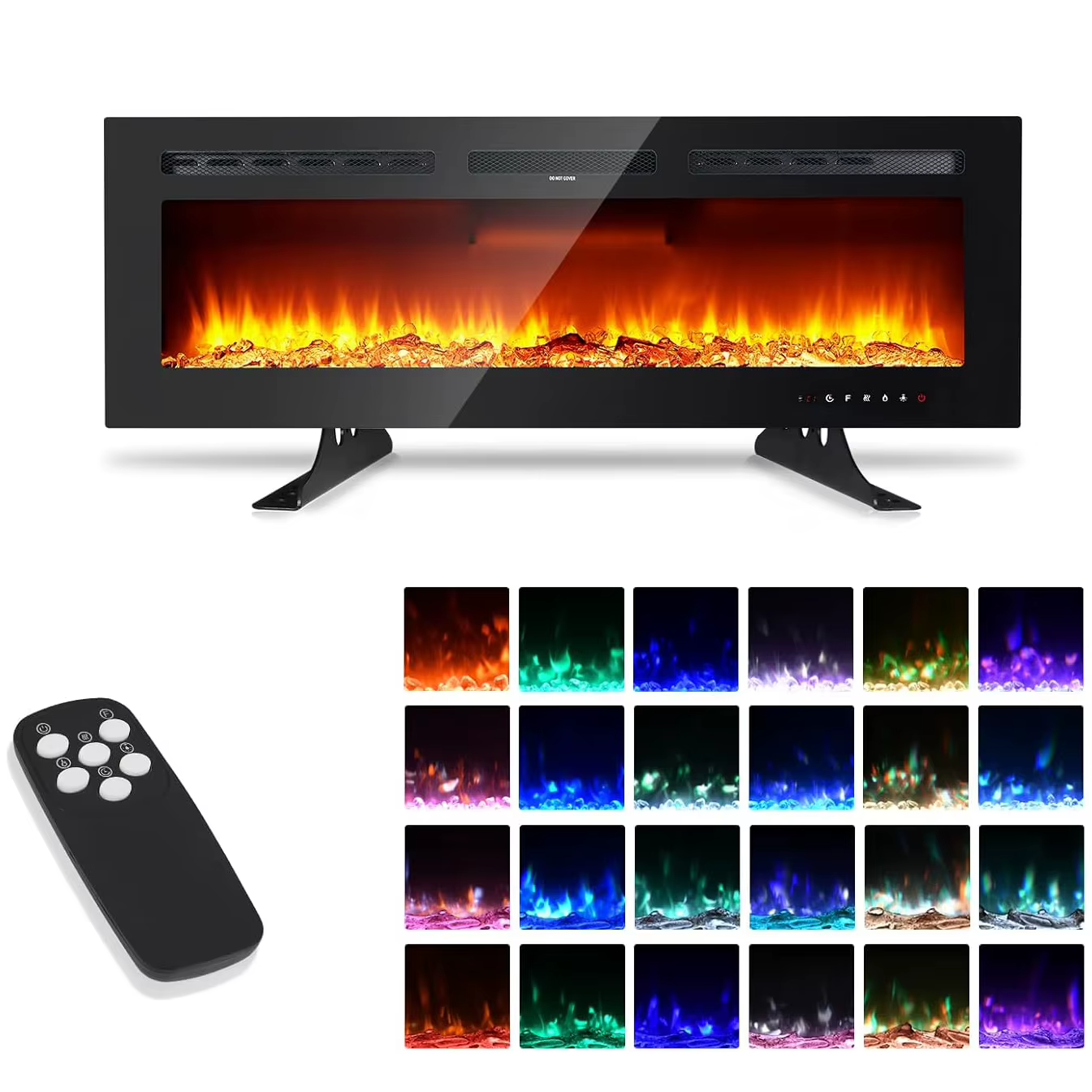 Modern Electric Fireplace TV Stand LED Flames Remote Storage Console 60" UK