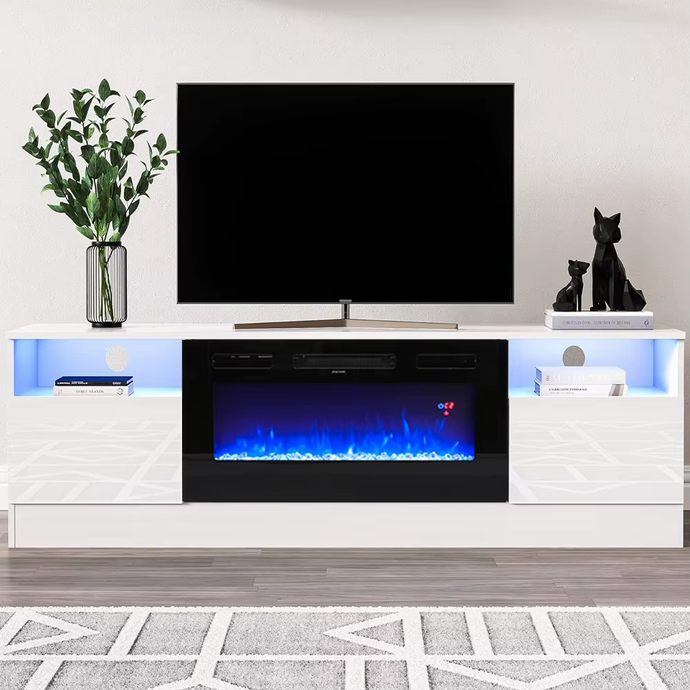 Breeins Modern Electric Fireplace TV Stand LED Flames Remote Storage Console UK