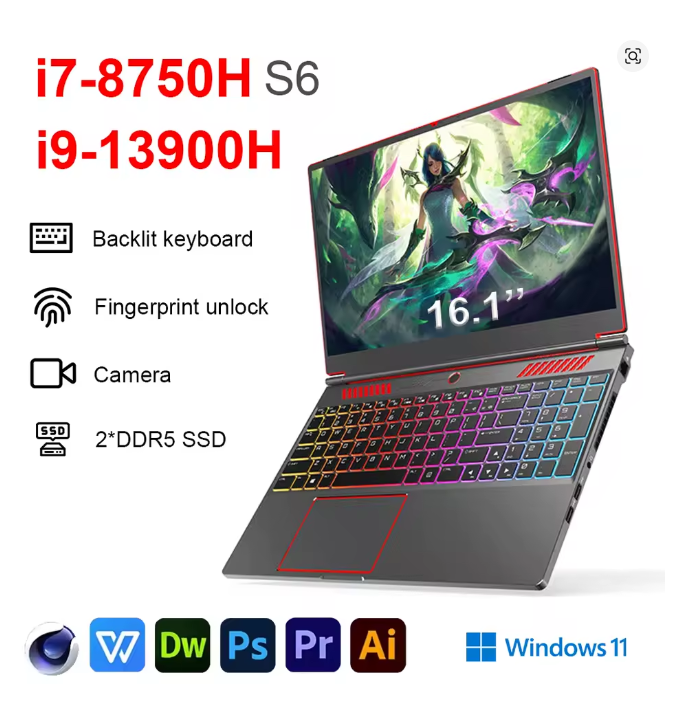 S6 Gaming Laptop Win 11 i9 or i7 RTX Graphics 16GB /32GB DDR5 512GB to 2GB SSD