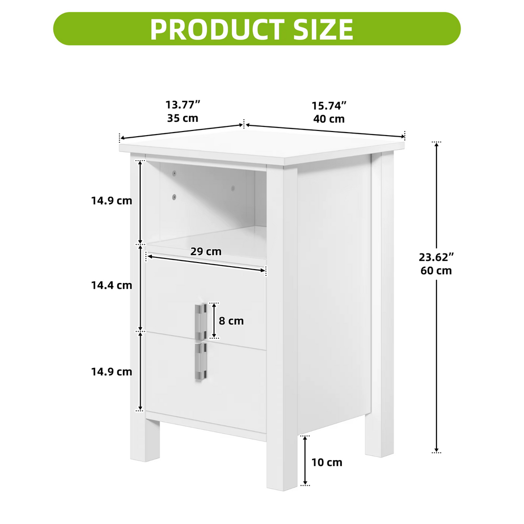 YITAHOME Bedside Tables Set of 2 Nightstand White LED Modern UK