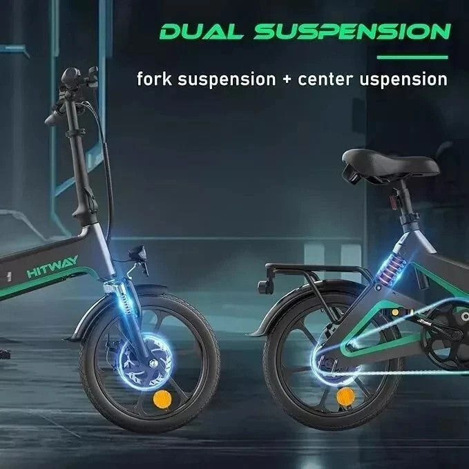 HITWAY BK2 Folding Electric Bike 250W 16" 36V E-Bike 70km Range 7 Speed UK Legal