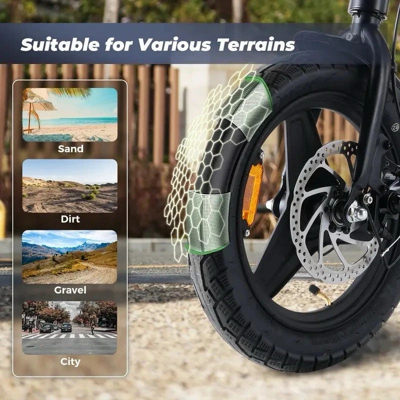 iSinwheel 14" Electric Bike 250W Motor 25km/h E-City Bike 60KM Range Black/White