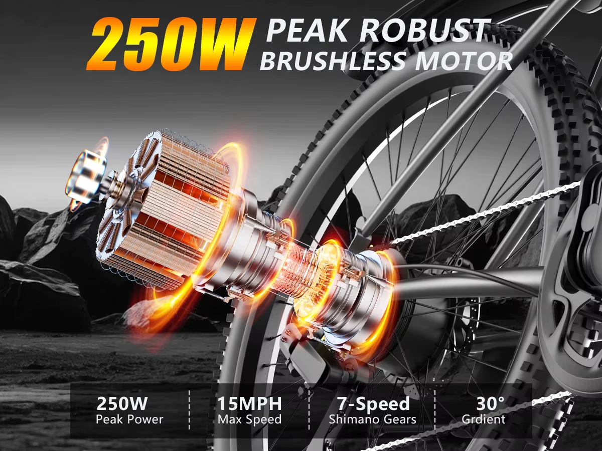 UPlee G73 Electric Bike 26” 48V 10Ah or 13Ah Battery 7-Speed Adult E Bike MTB UK