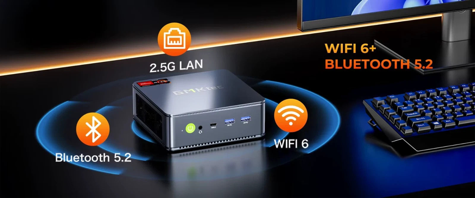 GMKtec M6 Ultra Mini PC Ryzen 5 7640HS 64GB/2TB NVMe SSD Win11 Pro WiFi 6E USB4