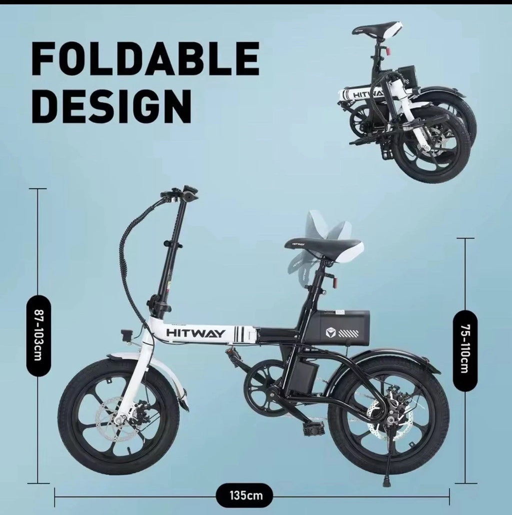 HITWAY BK35 Folding Electric Bike 250W 36V 16" E-Bike 60km Long Range Commuter