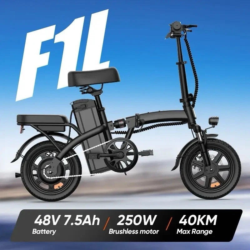 URLIFE F1L 14” Folding Electric Bike 250W 48V 7.5Ah 60km Range Light E Bike UK