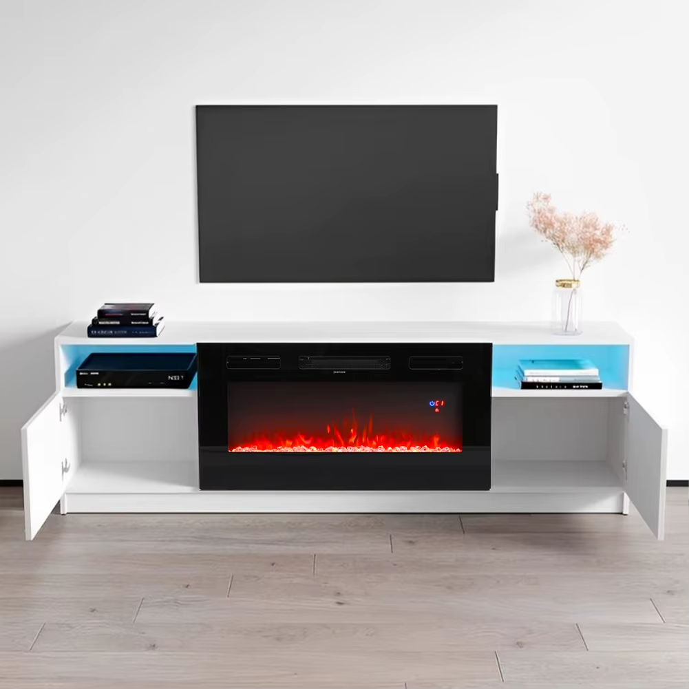 Breeins Modern Electric Fireplace TV Stand LED Flames Remote Storage Console UK