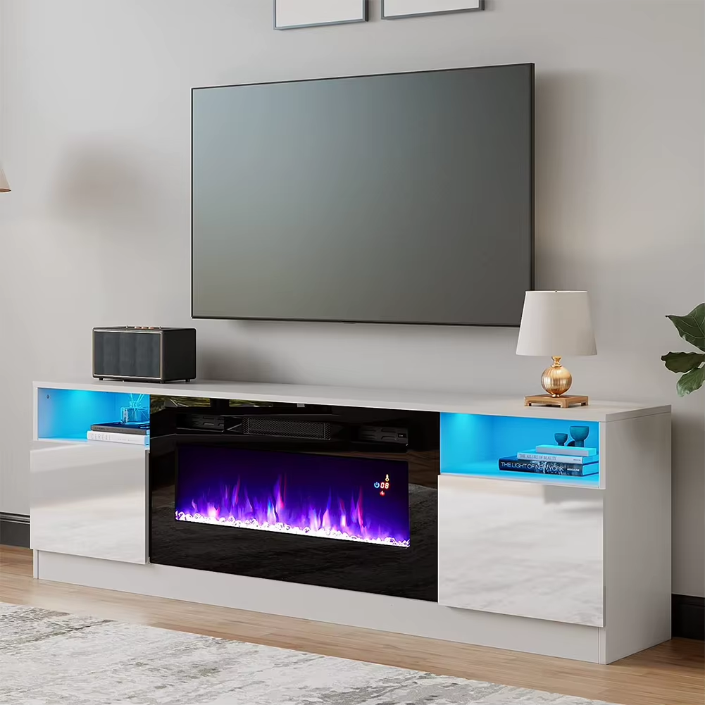 Breeins Modern Electric Fireplace TV Stand LED Flames Remote Storage Console UK