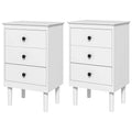 HOMCOM Bedside Tables Set of 2 Nightstand 3-Drawer White Modern UK