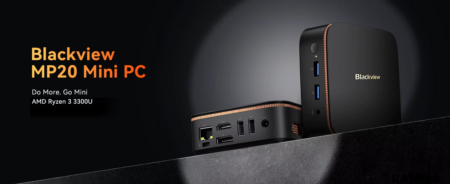 BLACKVIEW MP20 Mini PC Ryzen 3 3300U 16GB 512GB Win11 Pro WiFi 5 BT Dual 4K UK