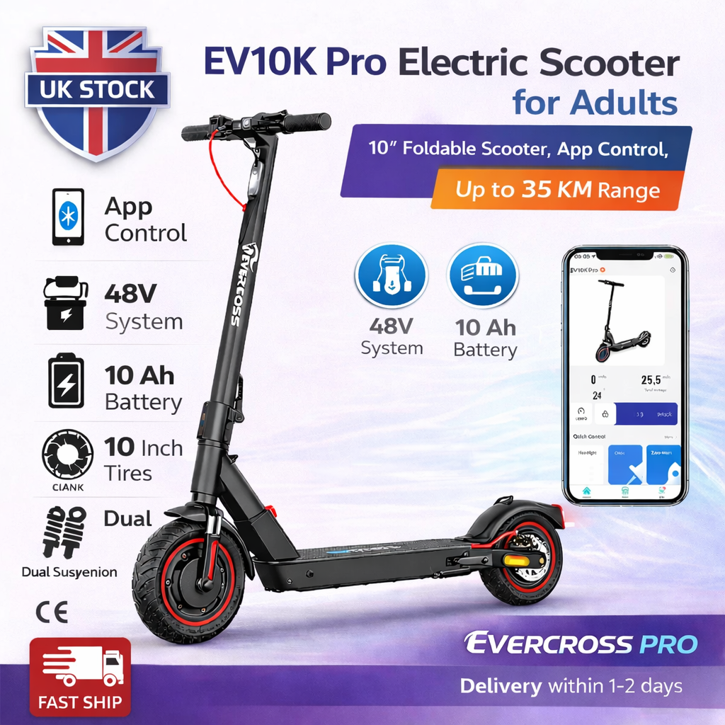 EVERCROSS PLUS EV10K Electric E Scooter 25km/h 10” Foldable App LCD Suspension