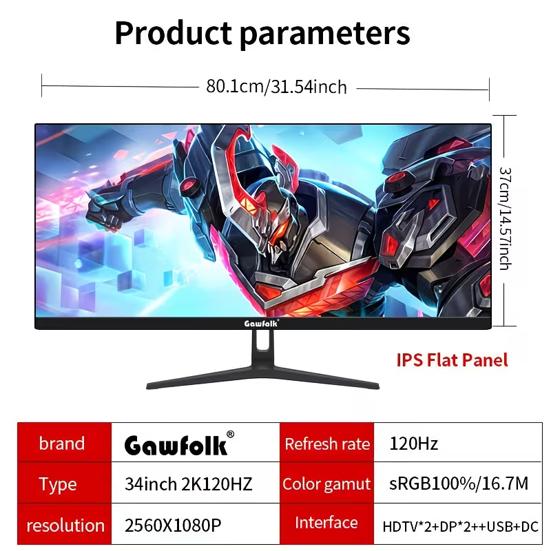 Gawfolk 34" IPS QHD Gaming Monitor 120Hz FreeSync UK