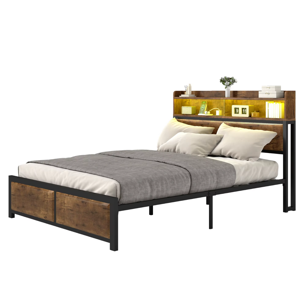 YITAHOME King Size Bed Frame LED USB Charging Modern UK