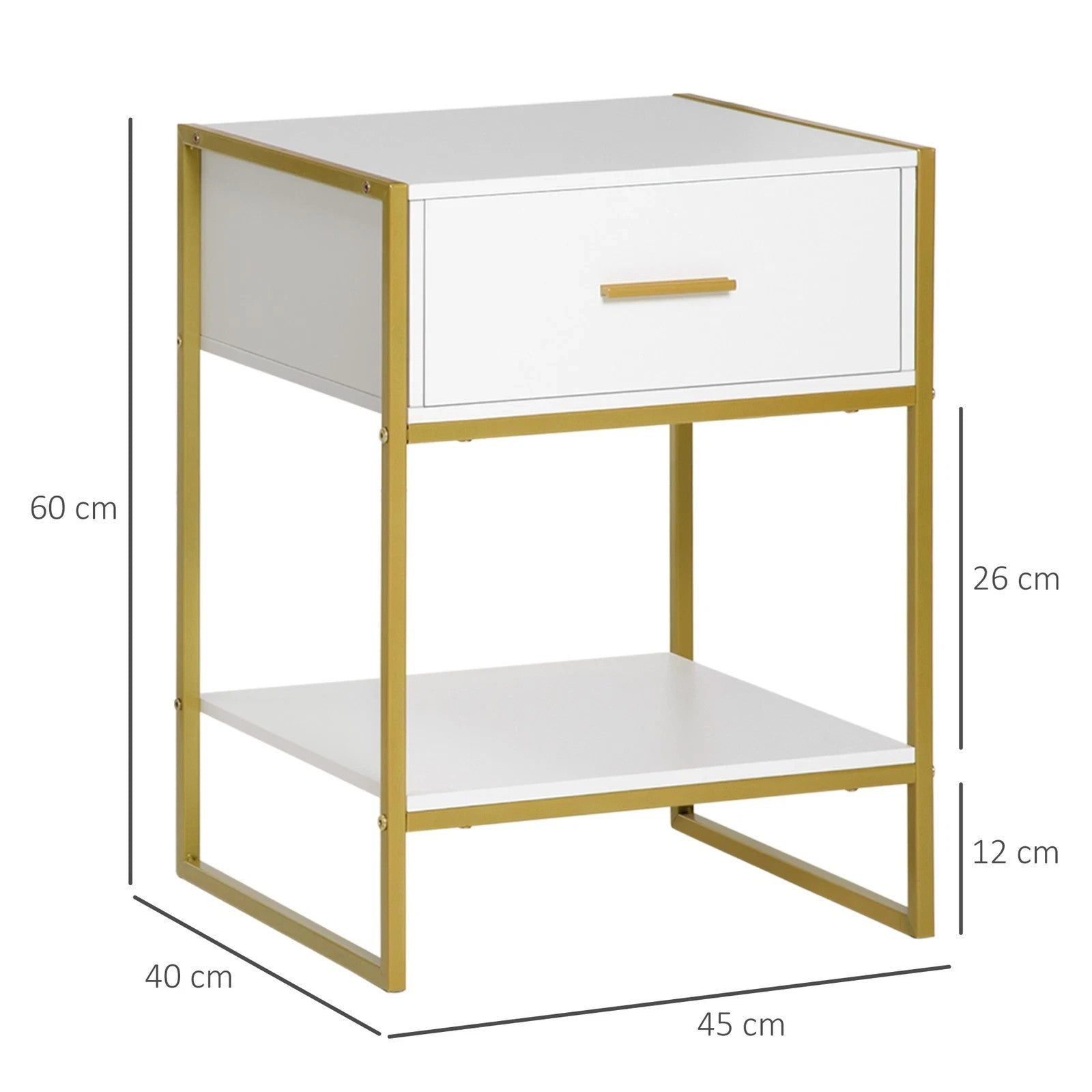 HOMCOM Bedside Tables Set of 2 Nightstand Gold Modern UK