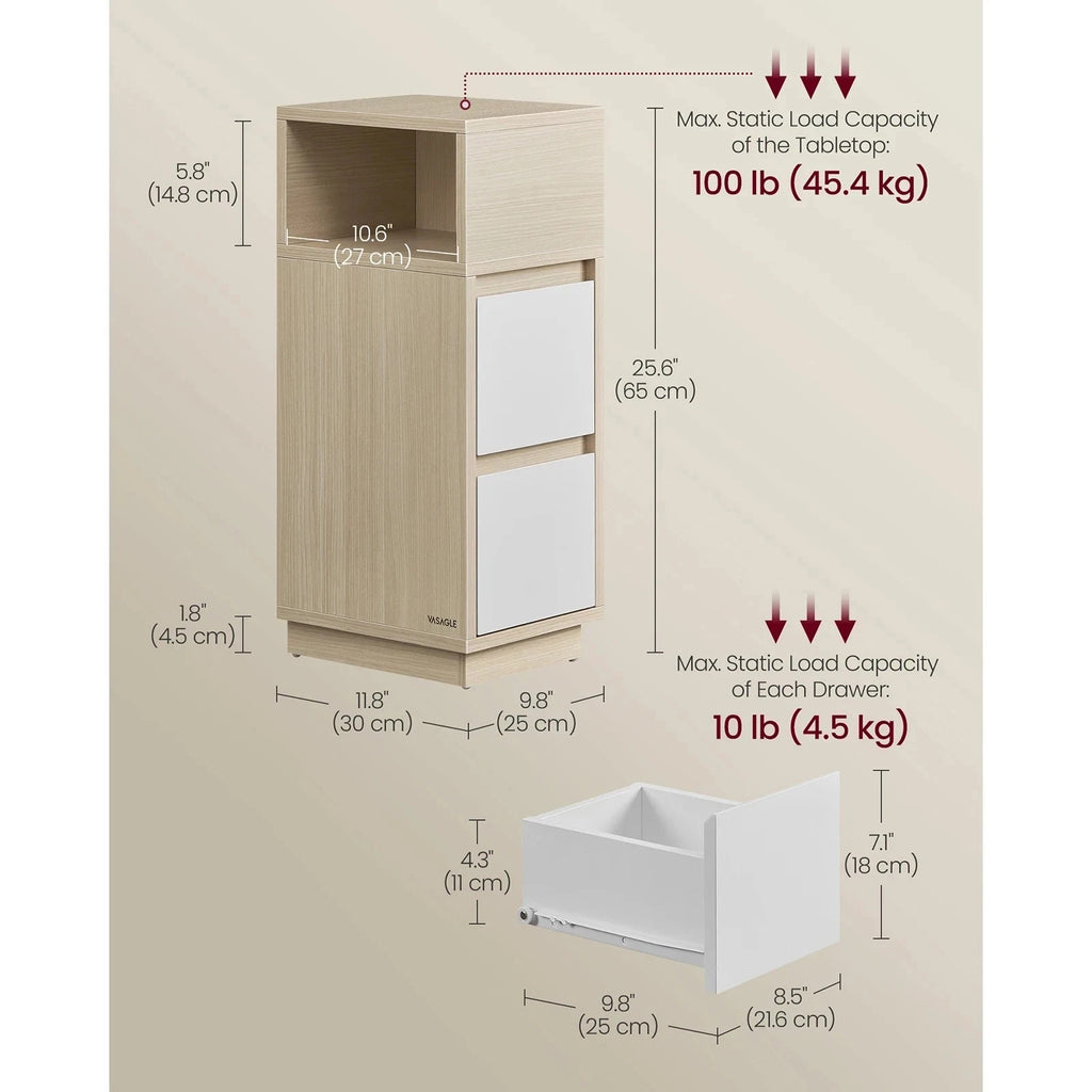 VASAGLE Bedside Tables Nightstand Modern UK