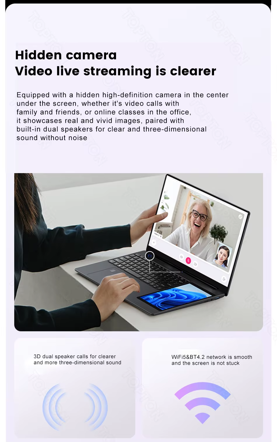 Office Laptop Win11 15.6 " + 7" Touch Dual Screen Display Intel N100 Finger ID