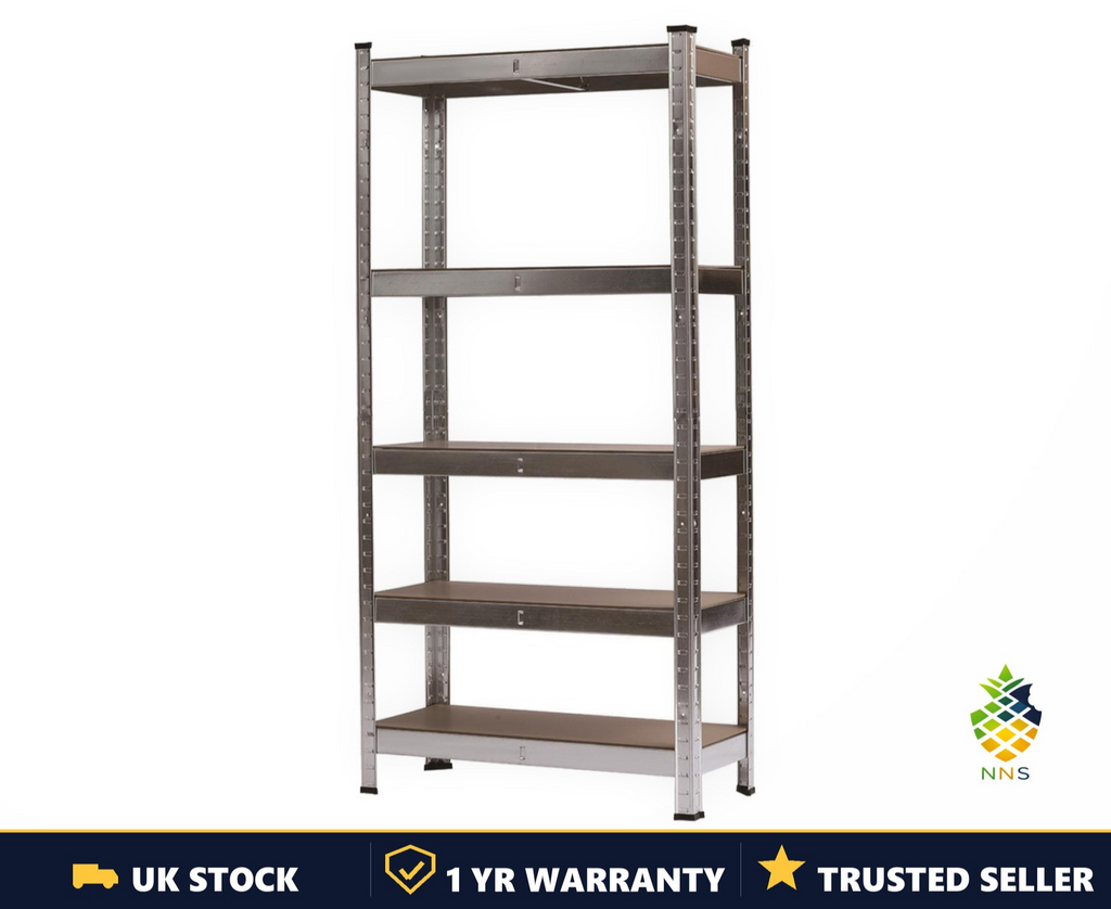 5-Tier Metal Shelving Unit Heavy Duty Garage Storage Racking 148x75x30cm UK
