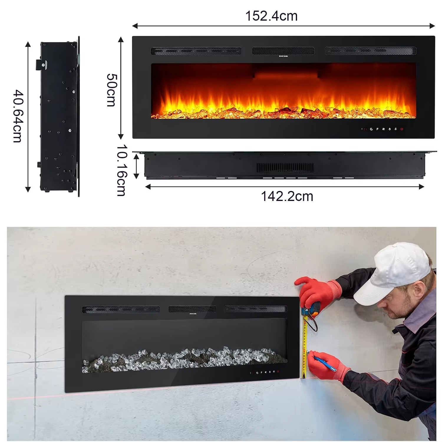 Modern Electric Fireplace TV Stand LED Flames Remote Storage Console 60" UK