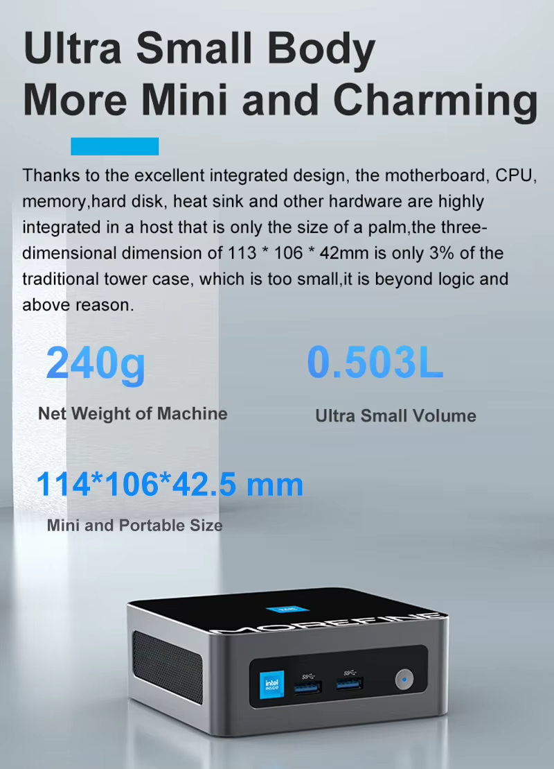 Morefine M9 Pro Mini PC i7-12800H NVMe Win 11 Pro BT5.2 WiFi6 Gaming Triple Dp
