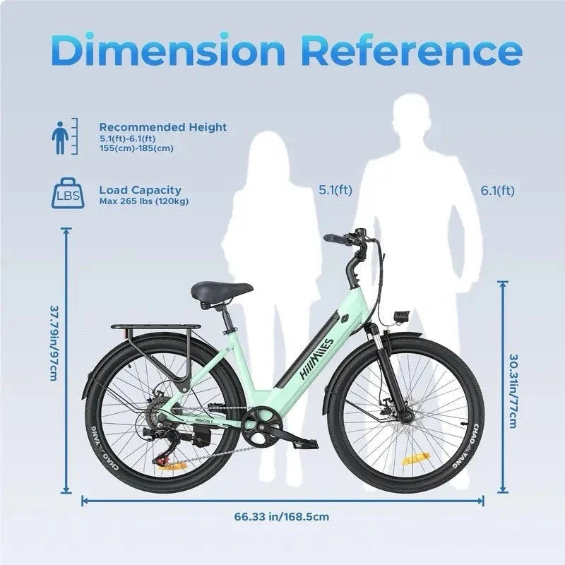 Hillmiles MileCity Electric Bike 250W 36V 13Ah 26" Fat Tyre E-Bike Long 100km
