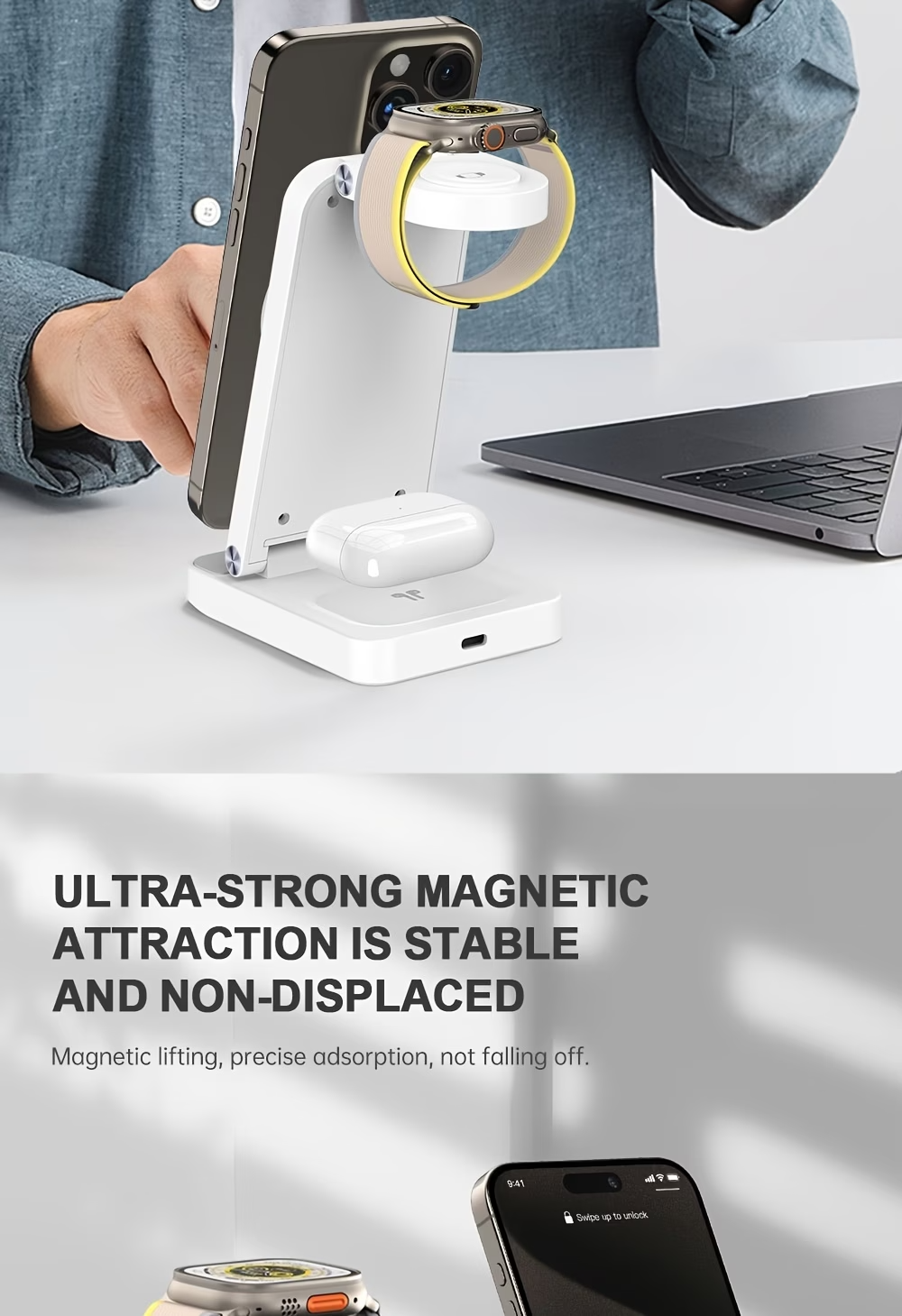 3-in-1 Wireless Charging Station 15W Fast Charger UK