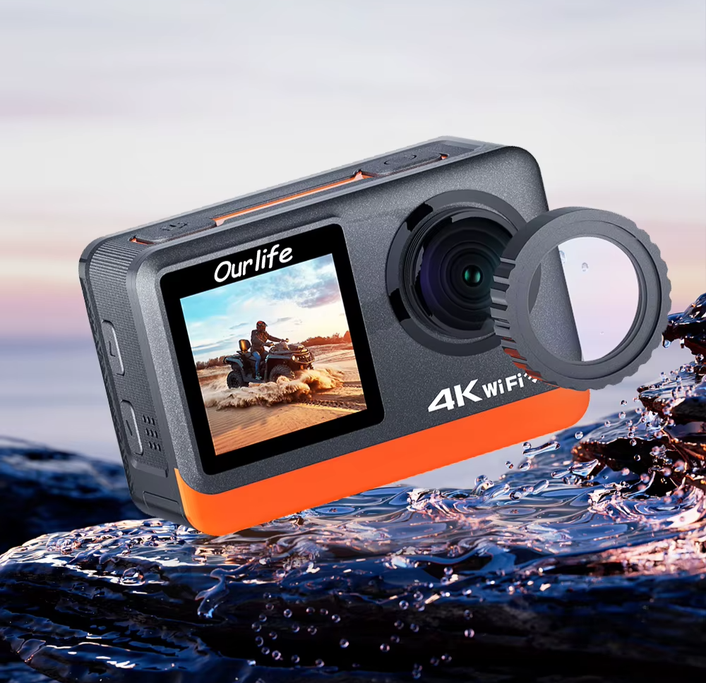OURLIFE MTR80 4K60FPS Action Camera WiFi 30m Waterproof EIS + 64GB SD UK
