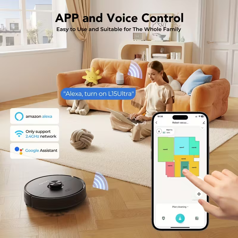 Lubluelu L15 Max Robot Vacuum & Mop 6000Pa Self-Empty 3in1 Smart Mapping WiFi UK