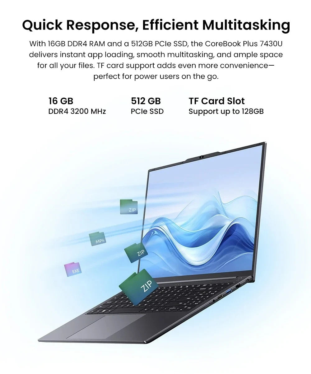 CHUWI CoreBook Plus 16” Laptop Ryzen 5 7530U 16GB RAM 512GB SSD Win11 FHD IPS UK