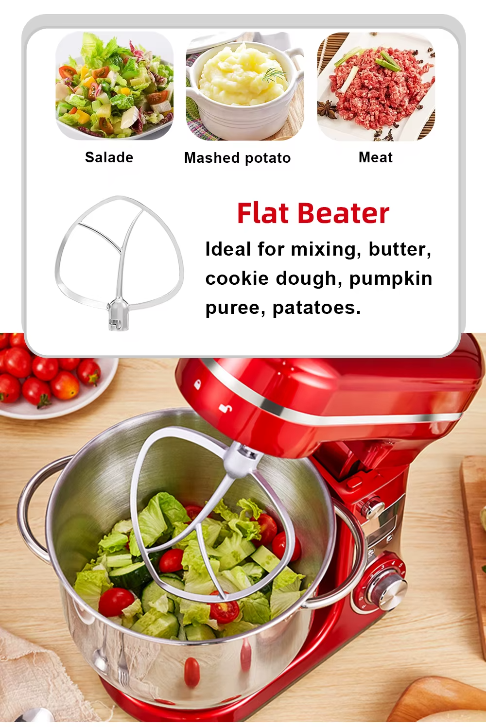 BioloMix 1200W Stand Mixer 6L Bowl UK