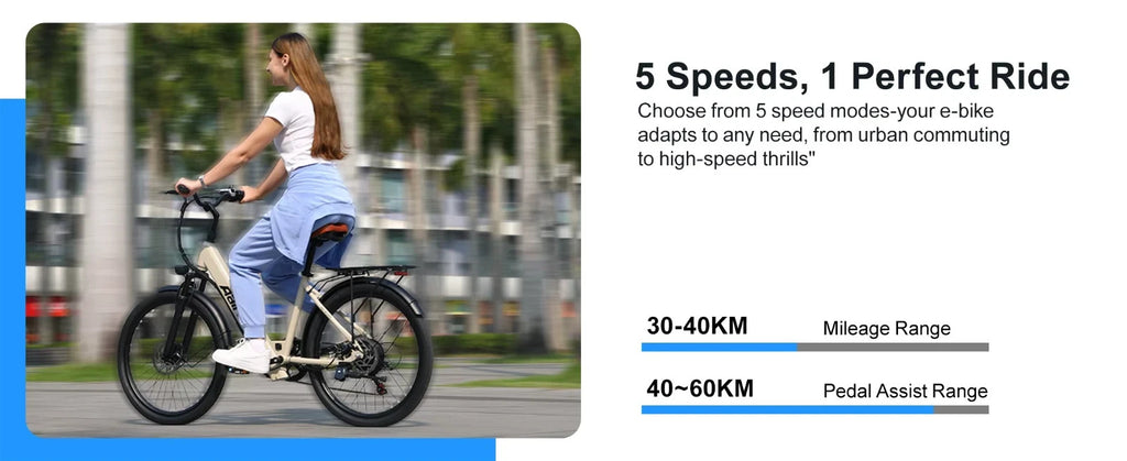 24" Electric Mountain Bike 250W 36V 13Ah E-Bike 7 Speed 25km/h Adult Commuter UK