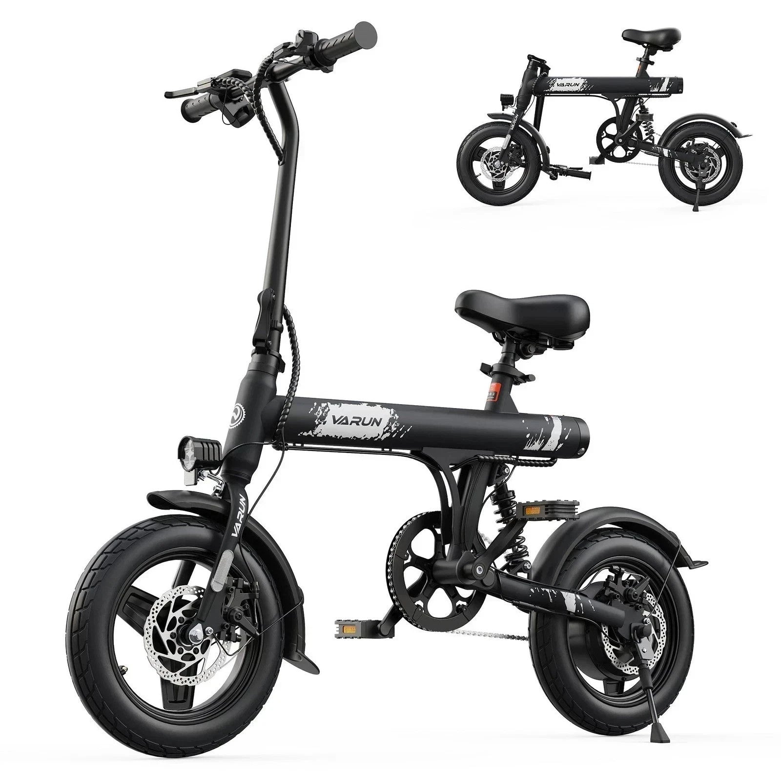 VARUN C14 Folding Electric Bike 250W 36V 14" Mini E-Bike 60km Range Commuter UK