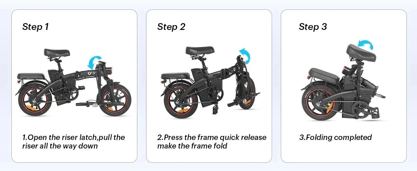 DYU A5 Folding Electric Bike 250W 48V 7.5Ah 14” Foldable E-Bike 25km/h 60km