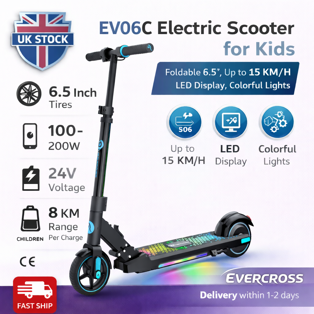 EVERCROSS EV06C Safe Electric E Scooter Kids Ages 6-12 Foldable Electric Scooter