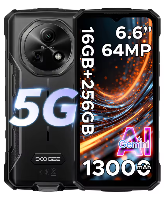 DOOGEE Fire 7 Rugged Durable Smartphone 5G Android 15 13000mAh 64MP NFC UK
