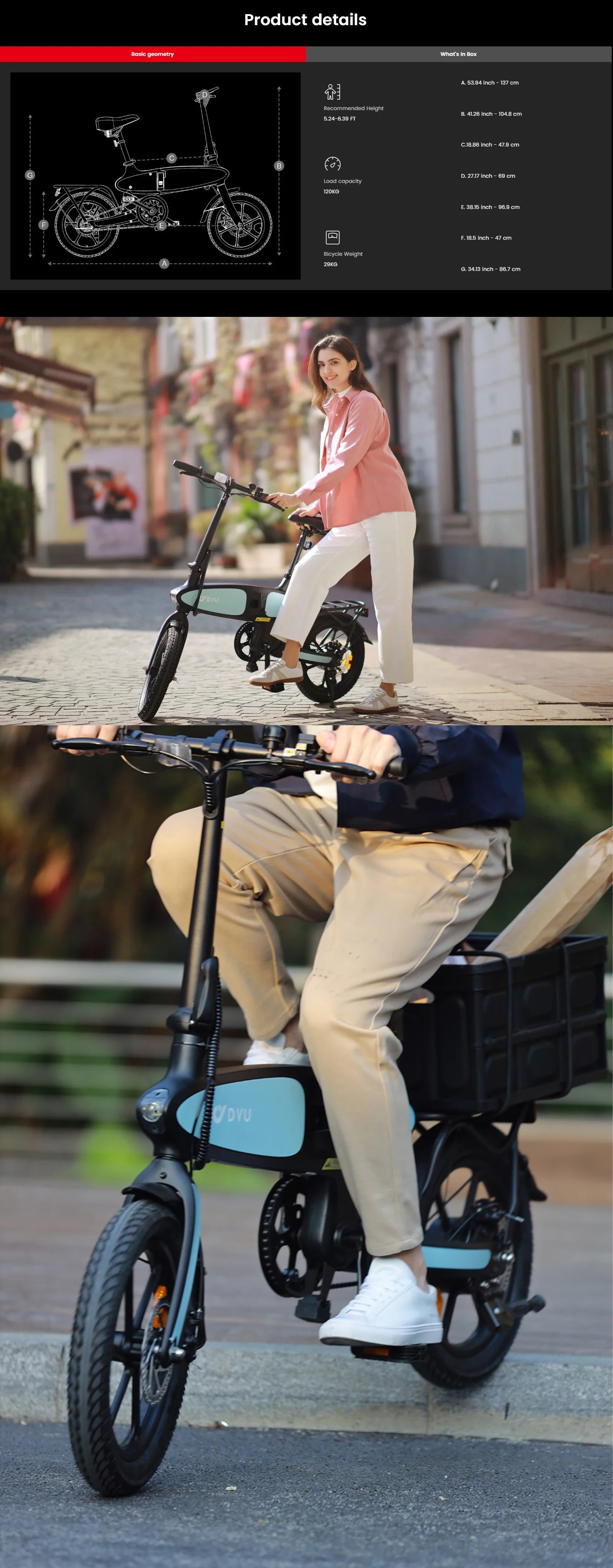 DYU C2 16inch Folding Electric Bike 250W 36V 7.5Ah ECity Bike 25kmh NONE