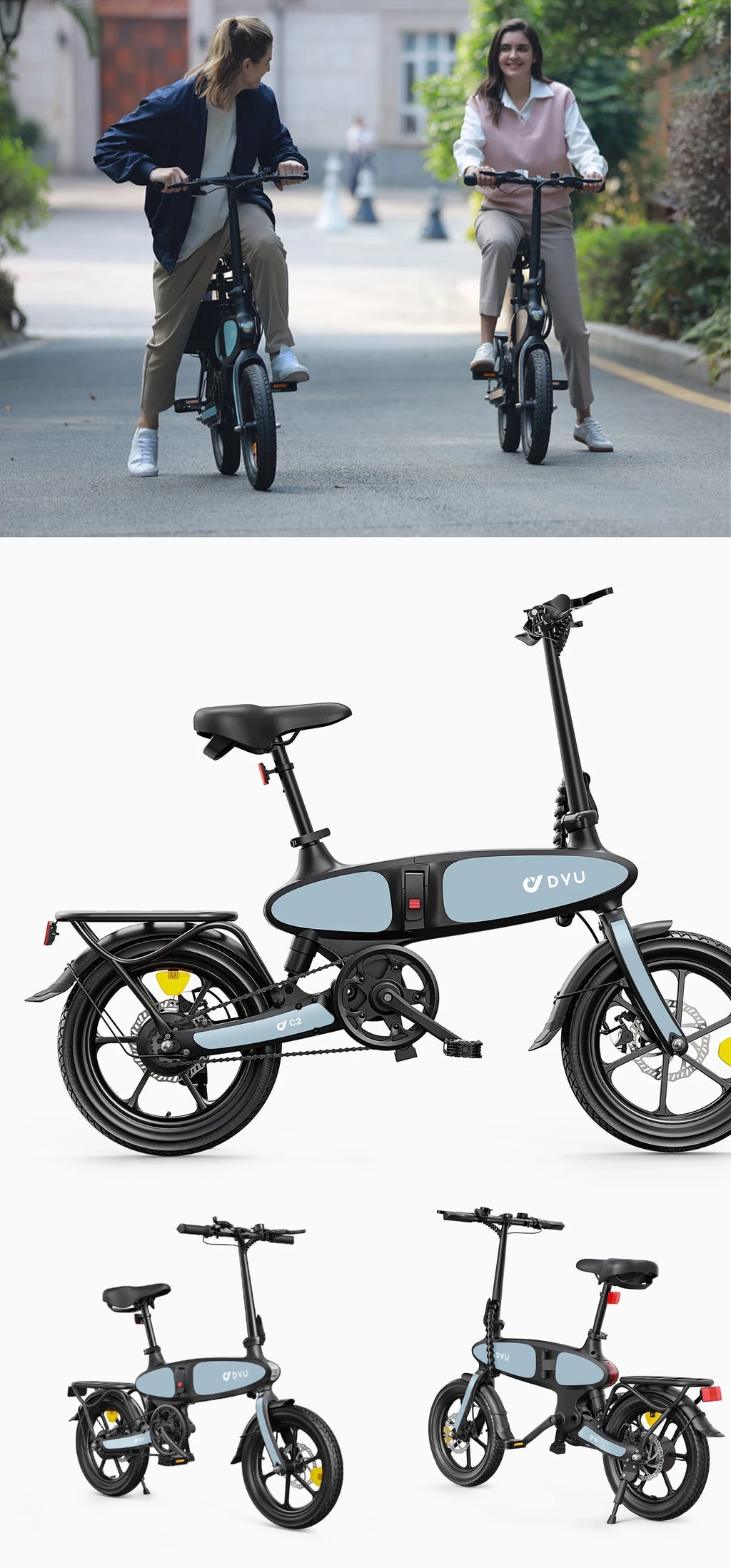 DYU C2 16inch Folding Electric Bike 250W 36V 7.5Ah ECity Bike 25kmh NONE