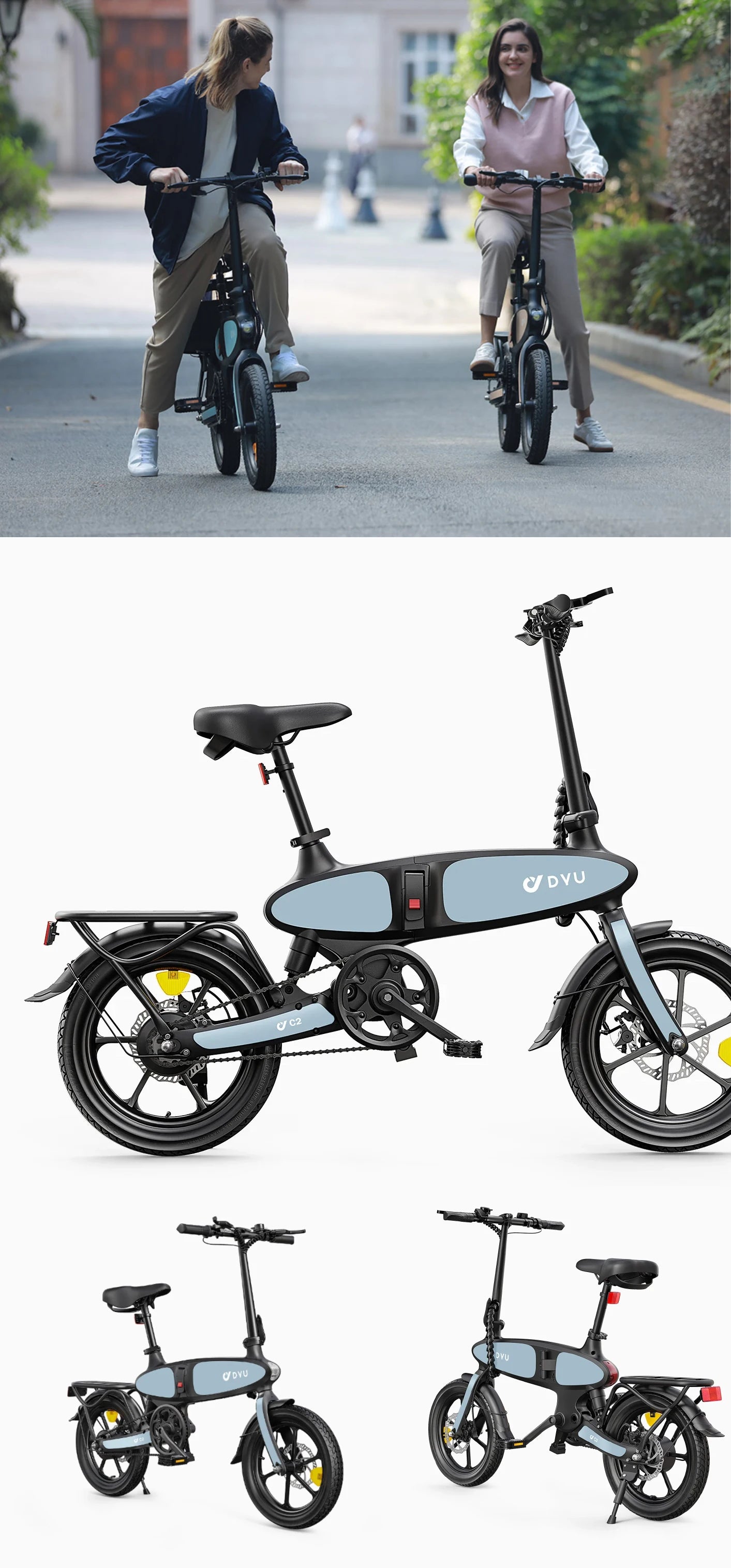 DYU C2 16inch Folding Electric Bike 250W 36V 7.5Ah ECity Bike 25kmh NONE